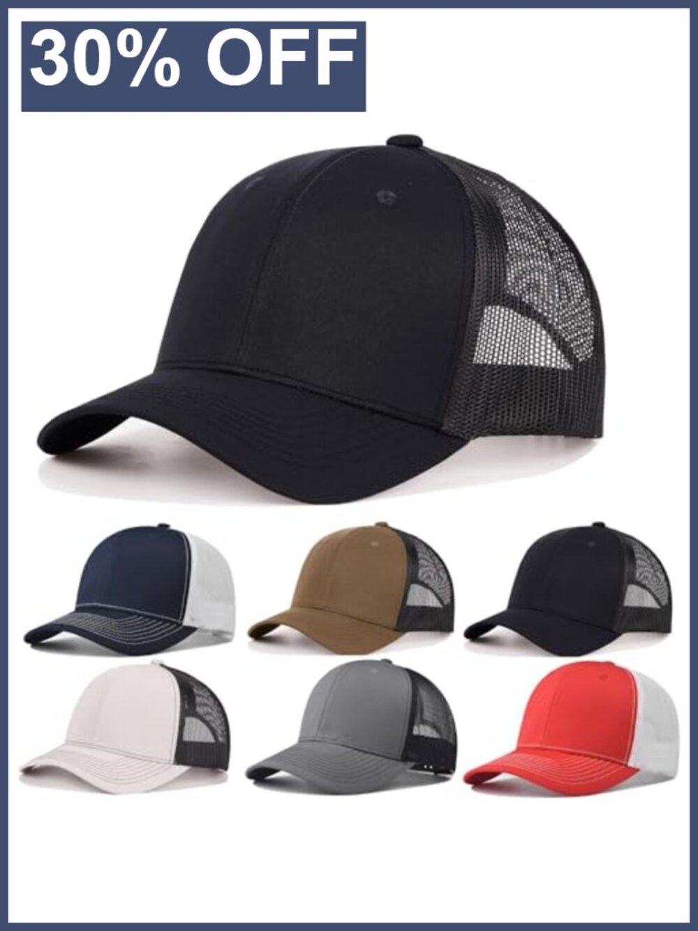 6 Pack Unisex Vintage Washed Cotton Baseball Cap Adjustable Dad Hat